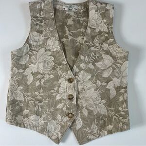 Vintage Orvis Floral Linen-Blend Vest